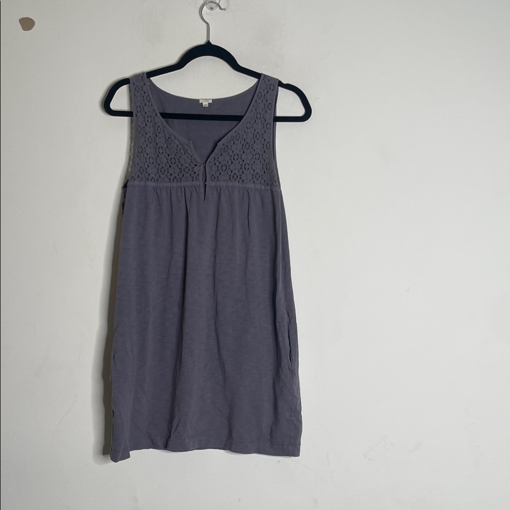 J. Crew Sleeveless Lace Yoke Mini Dress in Gray